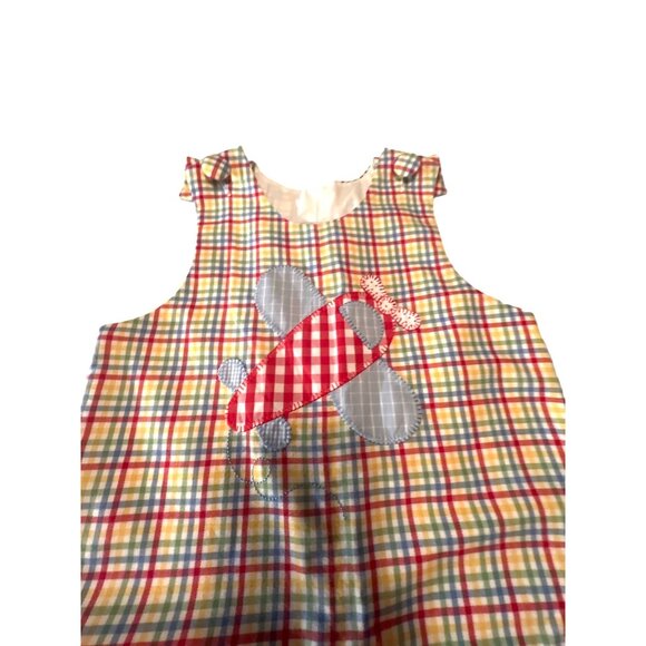 Castles and Crowns Plaid Jon Jon with airplane applique 2T - Picture 3 of 5